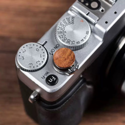 Sandalwood Wood Shutter Release Button – Handcrafted for Vintage Cameras (Brone Brass Base, Tapered Thread)