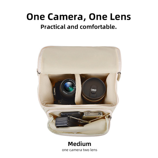 Compact Camera Bag Case Canvas Leather Trim Compatible for Nikon, Canon, Sony Mirrorless Camera and Lenses Waterproof, Camera Shoulder Messenger Bag Beige Compact Camera Bag Case Canvas Leather Trim Compatible for Nikon, Canon, Sony Mirrorless Camera and Lenses Waterproof, Camera Shoulder Messenger Bag Beige