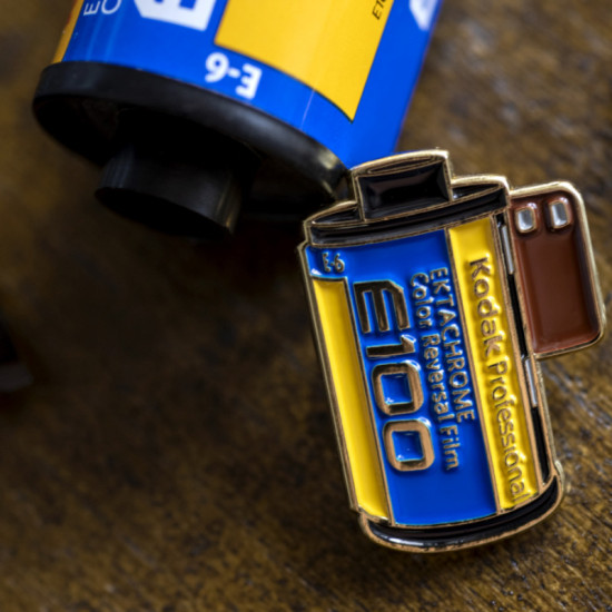 Kodak E100 film pin vintage camera metal badge Kodak E100 film pin vintage camera metal badge